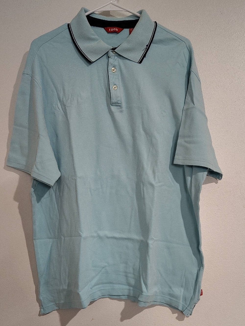 IZOD Men’s Light Blue Polo Shirt with Contrast Collar Trim